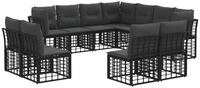 vidaXL Outdoor-Sofagarnitur Schwarz Polyester - Schwarz