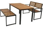 DEGAMO Gartengarnitur Gartenset RAGUSA 3-teilig, Stahl anthrazit + Holz Akazie -