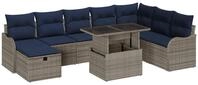 vidaXL Gartensofa-set 9 stk. Grau Poly-Rattan - Grau