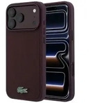 Lacoste H&uuml;lle iPhone 18 Pro MagSafe Petit Pique H&uuml;lle burgundy Logo Metall Krokodil