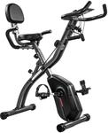 SPORTNOW 4 in 1 Heimtrainer Fahrrad Klappbar Liegeergometer mit LCD Monitor - Schwarz