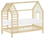 ML-Design Kinderbett 80x160 cm Natur mit Matratze & Lattenrost, Hausbett mit...