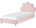 BELIANI Kinderbett Rosa Samt mit Lattenrost 90x200 cm Holzbeinen Hohem Kopfteil