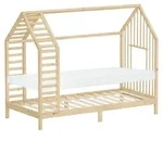 ML-Design Kinderbett 90x200 cm Natur mit Matratze & Lattenrost, Hausbett mit...