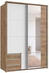 Schwebet&uuml;renschrank 2trg. Kleiderschrank 138 cm Eiche Wei&szlig; Spiegel...