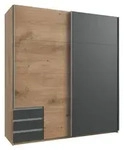 Schwebet&uuml;renschrank 2-trg. Kleiderschrank 179 cm Eiche Nachbildung Abs.Grafit