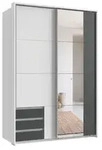 Schwebet&uuml;renschrank 2trg. Kleiderschrank 138 cm Wei&szlig; Grafit Spiegel...