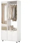 HOMCOM Kleiderschrank mit Spiegel und Kleiderstange, Wei&szlig; - Wei&szlig;