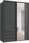Schwebet&uuml;renschrank 2trg. Kleiderschrank 138 cm Grafit Schubladen Spiegel