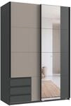 Schwebet&uuml;renschrank 2trg Kleiderschrank 135 cm Grafit Schubladen Spiegel...
