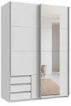 Schwebet&uuml;renschrank 2-trg Kleiderschrank 135 cm Wei&szlig; Au&szlig;enschubladen mit...