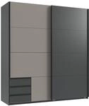 Schwebet&uuml;renschrank 2-trg. Kleiderschrank 179 cm Grafit Schubladen 1x T&uuml;r...