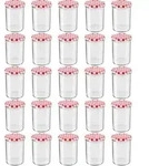 WELLGRO Einmachgl&auml;ser rot kariert 435ml mit Schraubdeckel - 435 ml, 8,5 x 12 cm