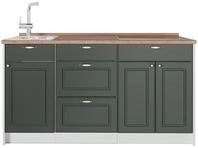 K&uuml;chenblock Vicco Fame-Line Gr&uuml;n-Gold Landhaus/Wei&szlig; 150 cm Arbeitsplatte Goldkraft