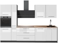 K&uuml;chenzeile Vicco Fame-Line Wei&szlig; Hochglanz/Anthrazit 310 cm, AP Eiche, Model...
