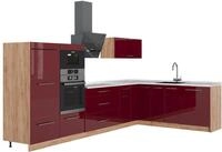 Eckk&uuml;che Vicco Fame-Line Bordeaux Hochglanz/Goldkraft Eiche 347 x 207 cm, AP...