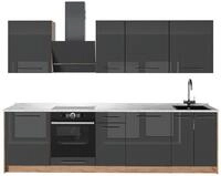 K&uuml;chenzeile Vicco Fame-Line Anthrazit Hochglanz/Goldkraft Eiche 280 cm, AP...