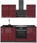 Singlek&uuml;che Vicco Fame-Line Bordeaux Hochglanz/Anthrazit 190 cm ohne...
