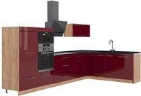 Eckk&uuml;che Vicco Fame-Line Bordeaux Hochglanz/Goldkraft Eiche 347 x 207 cm, AP