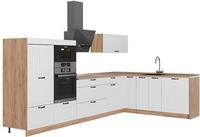 Eckk&uuml;che Vicco Fame-Line Wei&szlig; Landhaus/Goldkraft Eiche 347 x 207 cm, AP Eiche,