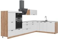 Eckk&uuml;che Vicco Fame-Line Wei&szlig; Landhaus/Goldkraft Eiche 347 x 207 cm, AP...