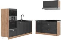 K&uuml;chenzeile Vicco Fame-Line Anthrazit-Gold Landhaus/Goldkraft Eiche 340 cm ohne