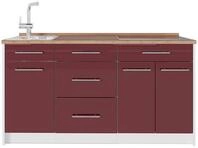 K&uuml;chenblock Vicco Fame-Line Bordeaux Hochglanz/Wei&szlig; 150 cm Arbeitsplatte Goldkraft