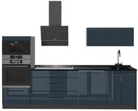 K&uuml;chenzeile Vicco Fame-Line Dunkelblau Hochglanz/Anthrazit 280 cm ohne