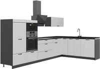 Eckk&uuml;che Vicco Fame-Line Wei&szlig; Landhaus/Anthrazit 347 x 207 cm ohne...