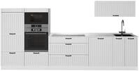 K&uuml;chenzeile Vicco Fame-Line Wei&szlig; Landhaus/Wei&szlig; 340 cm, AP Marmor, Model 64547