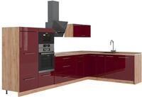 Eckk&uuml;che Vicco Fame-Line Bordeaux Hochglanz/Goldkraft Eiche 347 x 207 cm, AP...