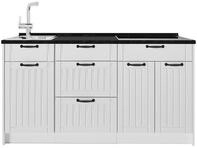 K&uuml;chenblock Vicco Fame-Line Wei&szlig; Landhaus/Wei&szlig; 150 cm, AP Anthrazit, Model...