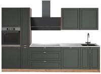 K&uuml;chenzeile Vicco Fame-Line Gr&uuml;n-Gold Landhaus/Goldkraft Eiche 310 cm, AP...