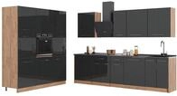 K&uuml;chenzeile Vicco Fame-Line Anthrazit Hochglanz/Goldkraft Eiche 460 cm, AP
