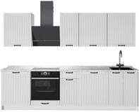 K&uuml;chenzeile Vicco Fame-Line Wei&szlig; Landhaus/Wei&szlig; 280 cm, AP Marmor, Model 64246