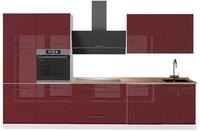 K&uuml;chenzeile Vicco Fame-Line Bordeaux Hochglanz/Wei&szlig; 340 cm, AP Eiche, Model...