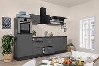K&uuml;che K&uuml;chenzeile K&uuml;chenblock Eiche Grau Amanda 270 cm, mit autarkem Backofen