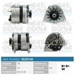 MEAT & DORIA 5525145 Lichtmaschine Generator LiMa 70A 14V f&uuml;r FORD FIESTA III (GFJ)