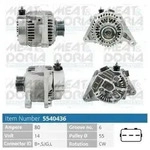 MEAT & DORIA 5540436 Lichtmaschine Generator LiMa 80A 14V f&uuml;r TOYOTA COROLLA (ZZE12,