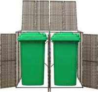vidaXL M&uuml;lltonnenbox f&uuml;r 2 Tonnen Grau 140x80x117 cm Poly Rattan - Grau