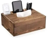 Holz Taschentuchbox mit 3 F&auml;chern Braun Gro&szlig; 25x20,5x9,5cm