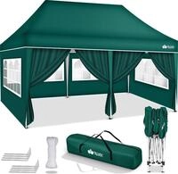 tillvex Pavillon 3x6m - mit 6 Seitenw&auml;nden Gr&uuml;n wasserdicht | Pop-Up...