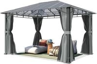 TOOLPORT Gartenpavillon 3x4 m Alu-Rahmen, Polycarbonat Dach ca. 8mm, grau - mit