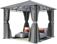 TOOLPORT Gartenpavillon 3x3 m Alu-Rahmen, Polycarbonat Dach ca. 8mm, grau - mit