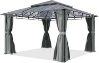 TOOLPORT Gartenpavillon 4x4 m Alu-Rahmen, Polycarbonat Dach ca. 8mm, grau - mit