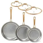 Edelstahl Pfannenset 3-teilig 20/24/28 cm mit Deckel, Tri-Ply Konstruktion,...