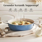 Schmorpfanne mit Deckel 28cm Hoher Rand 3,85l Keramik Antihaft Induktion Blau