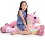 Pl&uuml;schtier Einhorn Gro&szlig; Regenbogen Lila 110cm