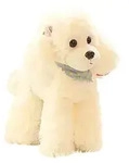 Stofftier Hund mit Schal 30cm Wei&szlig; - Wei&szlig;
