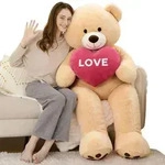 Riesen Teddyb&auml;r 183cm Hellbraun mit Herz "I Love You" Pl&uuml;schtier Kuscheltier
